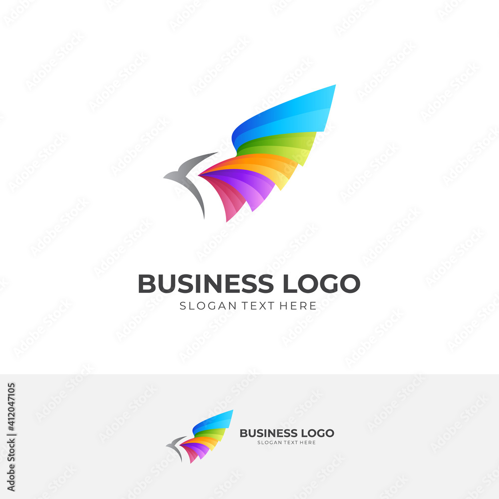 eagle logo concept with 3d colorful style