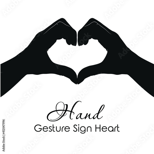 Heart in hands Silhouette isolated on white Vector Illustration.