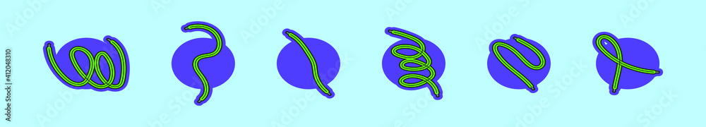 set of shoestring cartoon icon design template with various models. vector illustration isolated on blue background set of shoestring cartoon icon design template with various models. vector illustration isolated on blue background