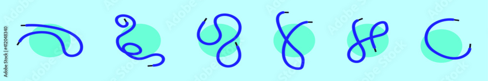 set of shoestring cartoon icon design template with various models. vector illustration isolated on blue background set of shoestring cartoon icon design template with various models. vector illustration isolated on blue background
