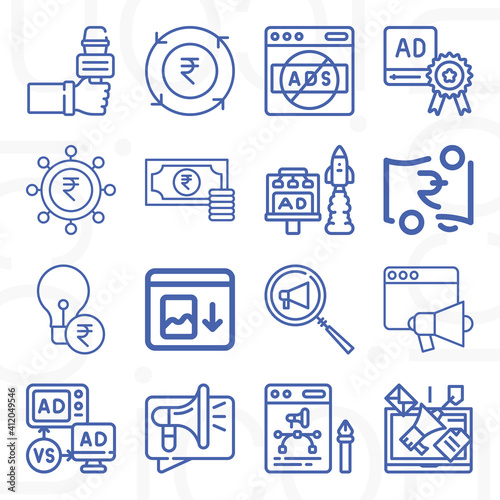 16 pack of according  lineal web icons set