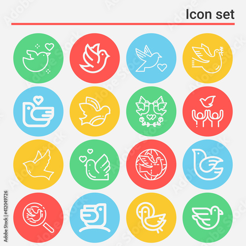 16 pack of threw lineal web icons set