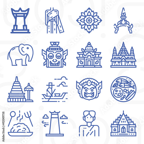 16 pack of malaysia  lineal web icons set