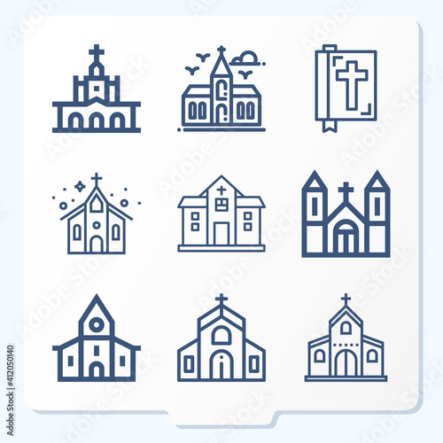 Simple set of 9 icons related to religious service