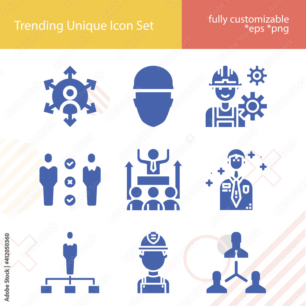 Fototapeta premium Simple set of foreman related filled icons.