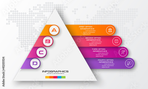 Business concept design with triangle and 4 options,Infographic template can be used for presentation,Vector illustration.