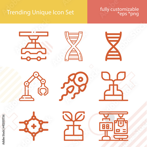 Simple set of chromosome related lineal icons.