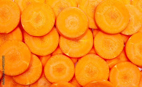 closeup Carrot slices as background texture