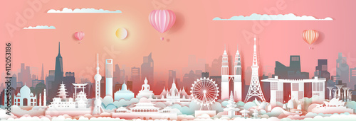 Travel landmark Asia with cityscape skyline and asean tourism.