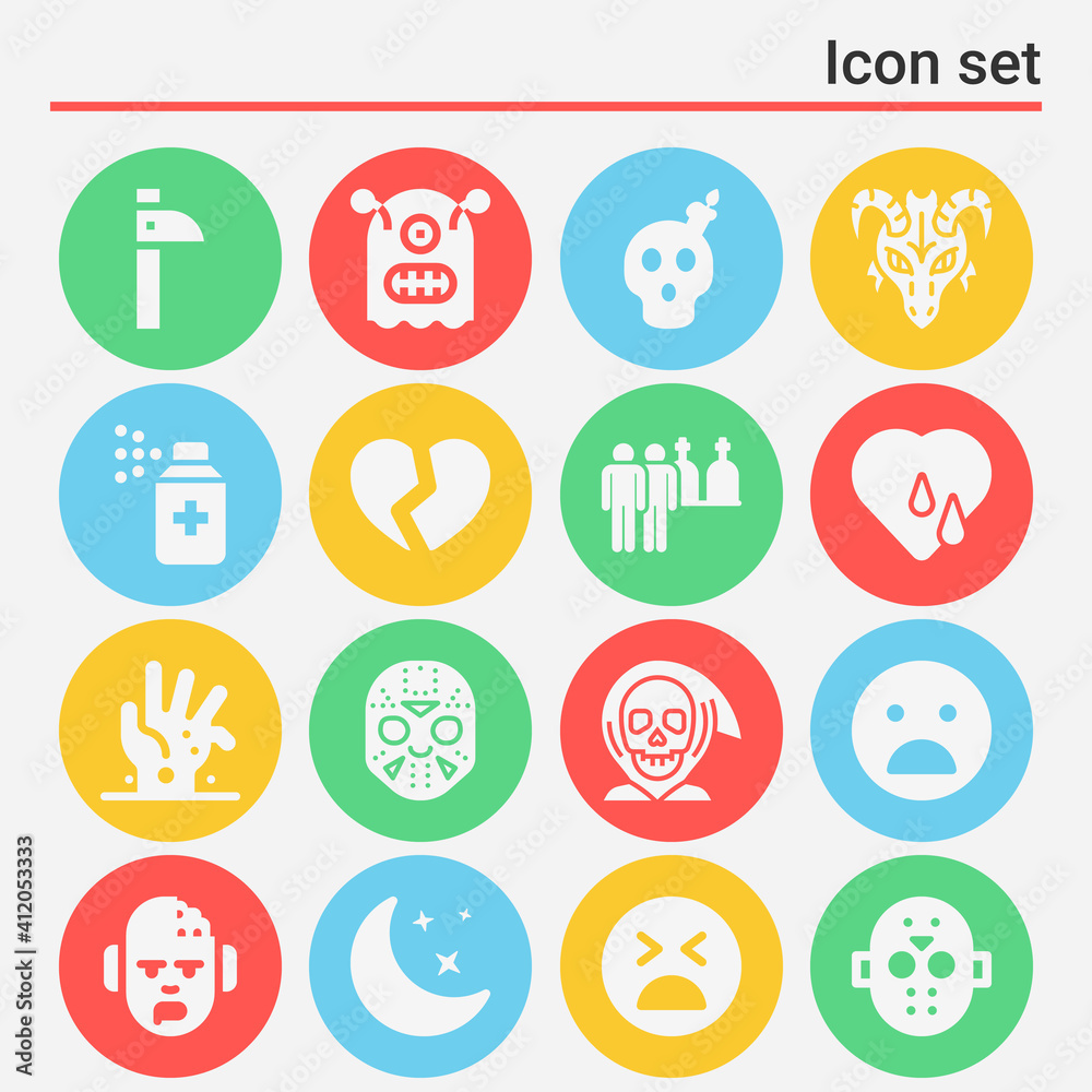 16 pack of anguish  filled web icons set