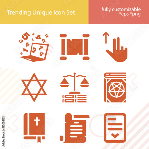 Simple set of torah related filled icons.
