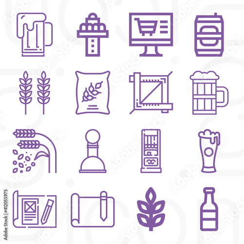 16 pack of wheat  lineal web icons set