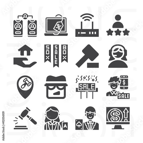 16 pack of buyer  filled web icons set