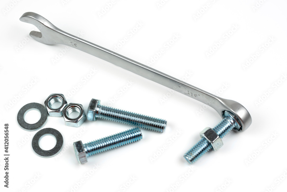 wrenches and a few bolts and nuts to secure the products wrenches and a few bolts and nuts to secure the products
