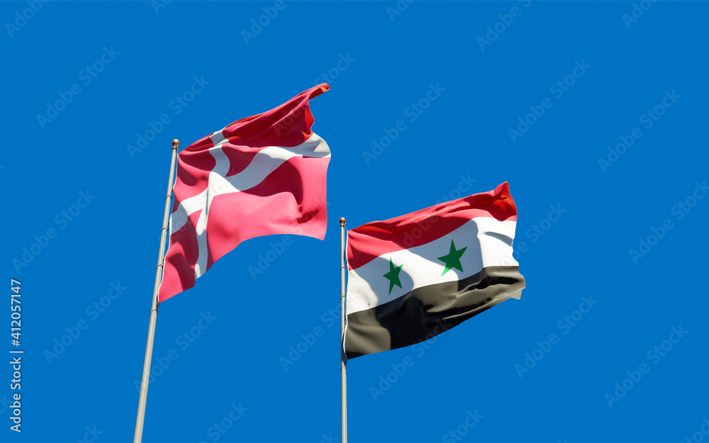 Flags of Syria and Denmark. Flags of Syria and Denmark.