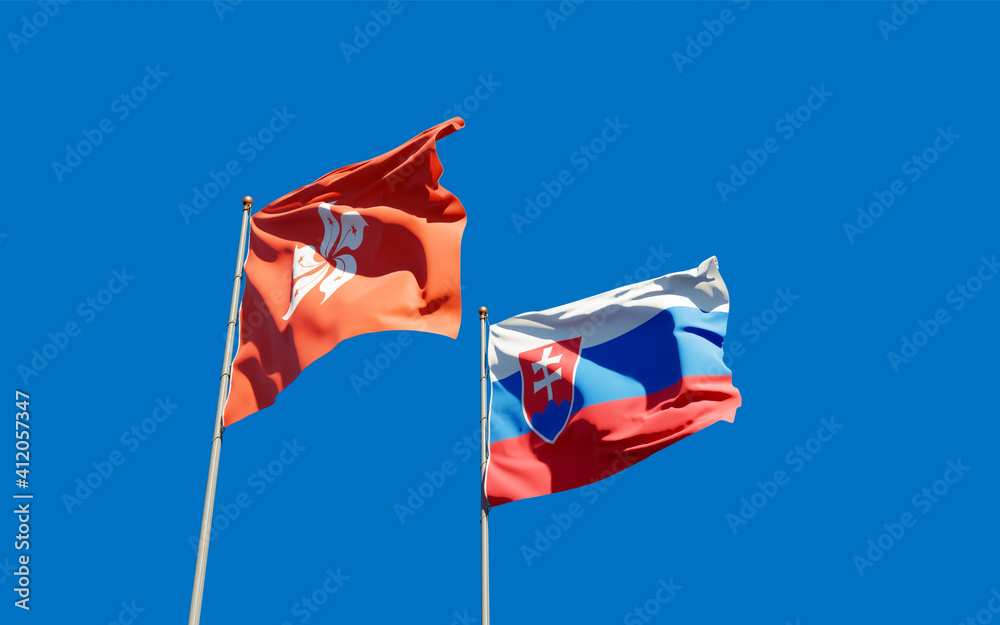 Flags of Slovakia and Hong Kong HK. Flags of Slovakia and Hong Kong HK.
