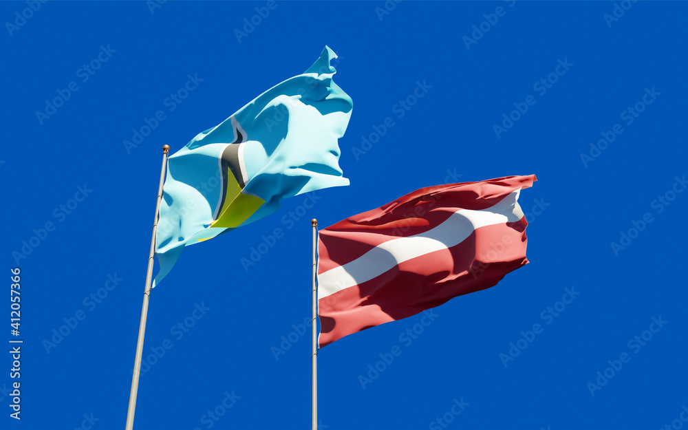 Flags of Saint Lucia and Latvia. Flags of Saint Lucia and Latvia.