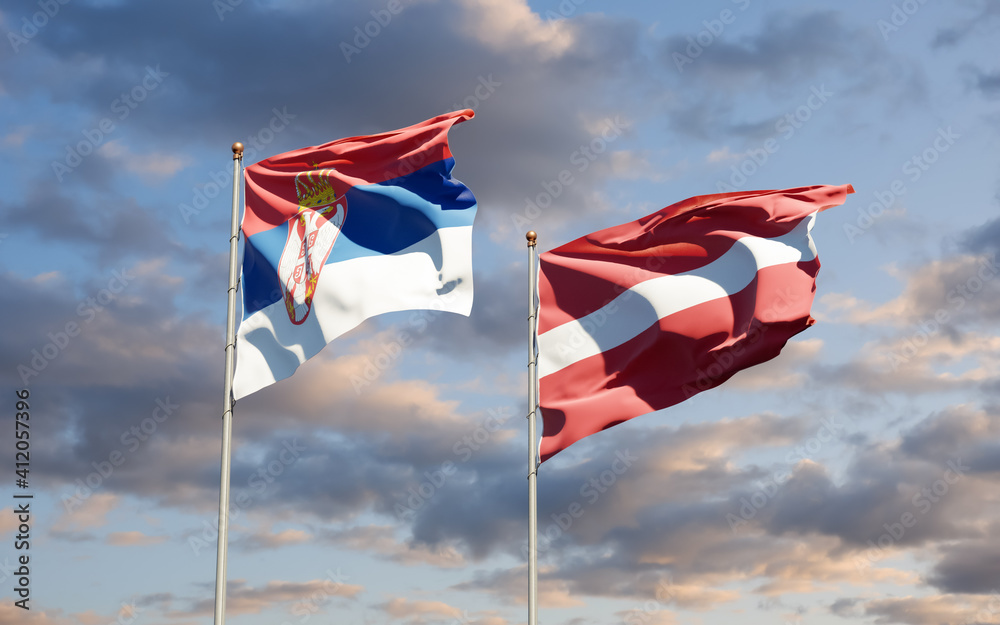 Flags of Serbia and Latvia. Flags of Serbia and Latvia.