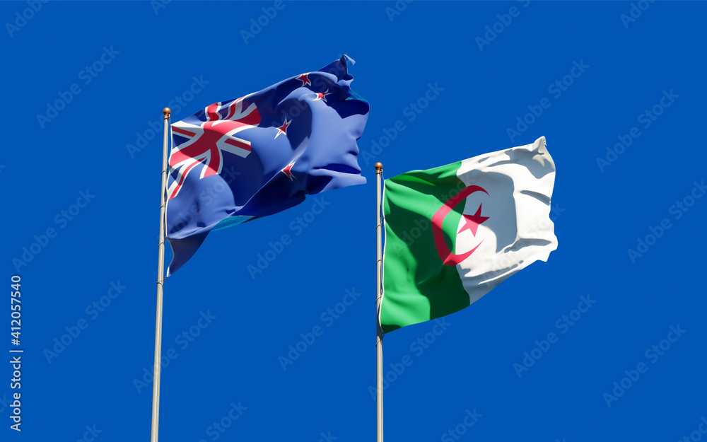 Flags of New Zealand and Algeria. Flags of New Zealand and Algeria.
