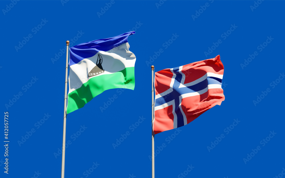 Flags of Lesotho and Norway. Flags of Lesotho and Norway.