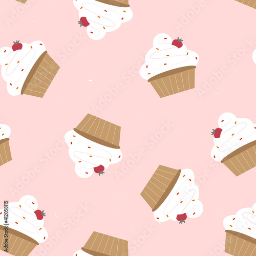 seamless pattern with cupcakes