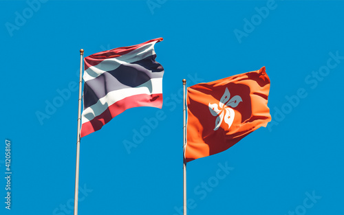 Flags of Hong Kong HK and Thailand.