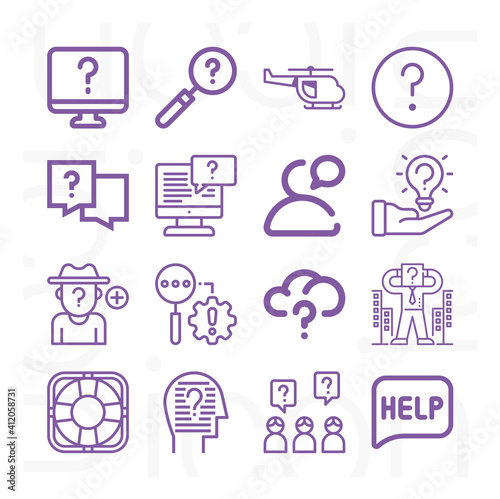 16 pack of correctly  lineal web icons set