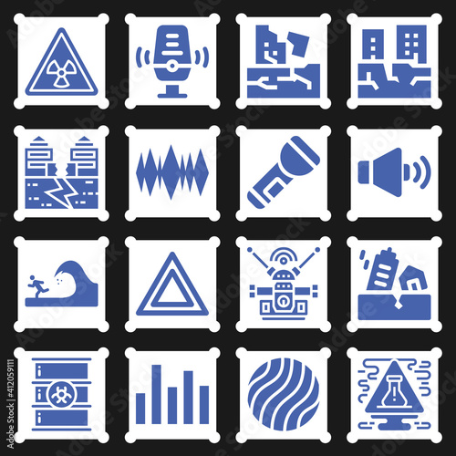 16 pack of seismic  filled web icons set