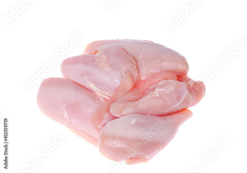 Raw fresh chicken breast on white background.