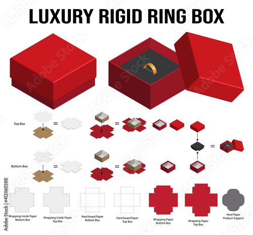 Box packaging die cut template design. 3d mock-up