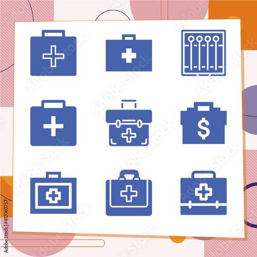 Simple set of 9 icons related to sewing