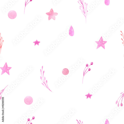Seamless pattern pink abstract elements for baby girls Cute design for baby room, baby textiles, wallpaper