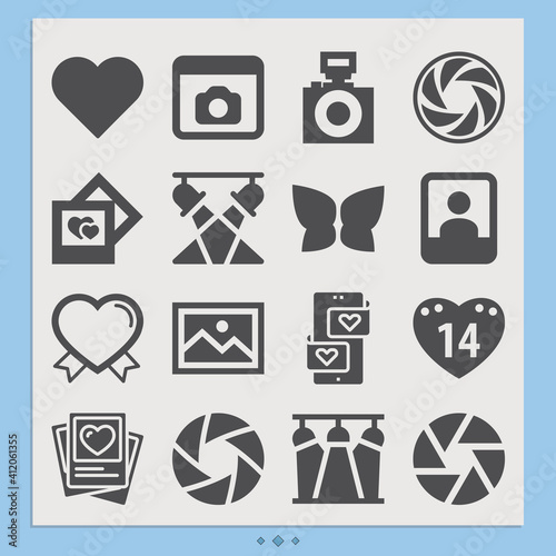 Simple set of picture taking related filled icons.