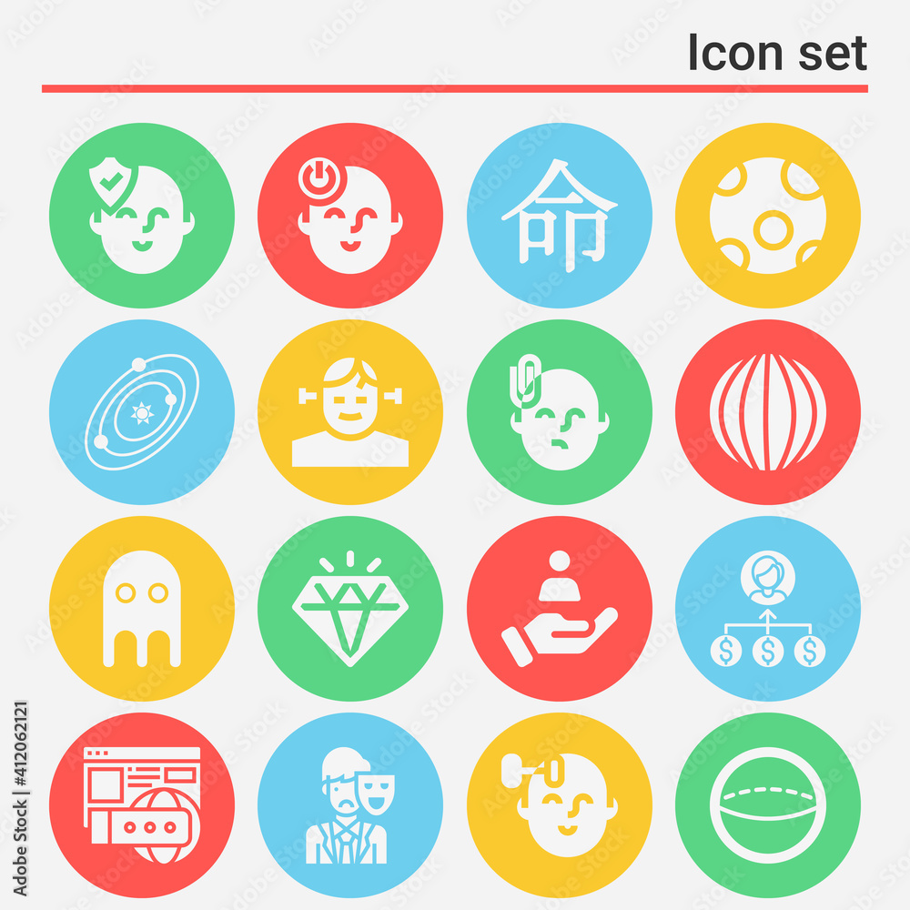 16 pack of responsibility  filled web icons set