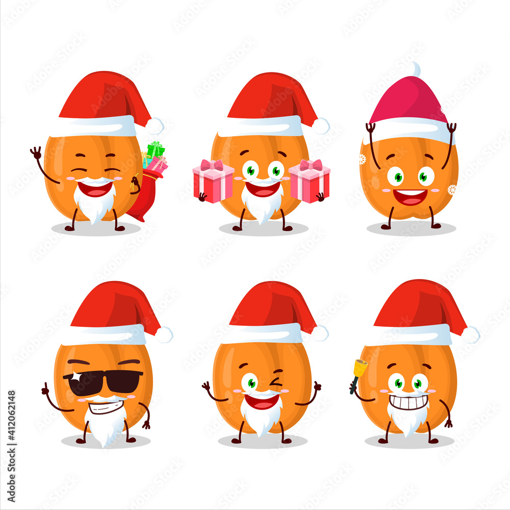 Santa Claus emoticons with apricot cartoon character Santa Claus emoticons with apricot cartoon character