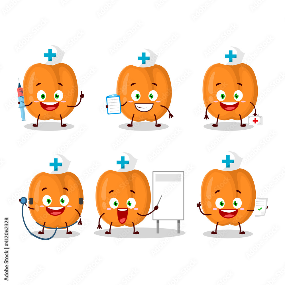 Doctor profession emoticon with apricot cartoon character Doctor profession emoticon with apricot cartoon character