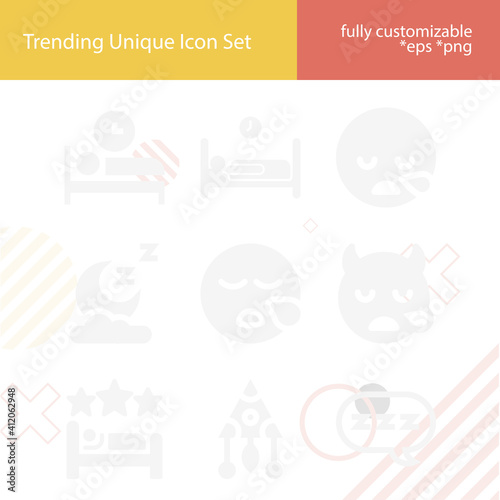 Simple set of eternal rest related filled icons.