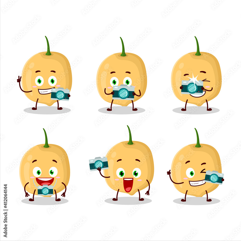 Photographer profession emoticon with burmese grapes cartoon character Photographer profession emoticon with burmese grapes cartoon character