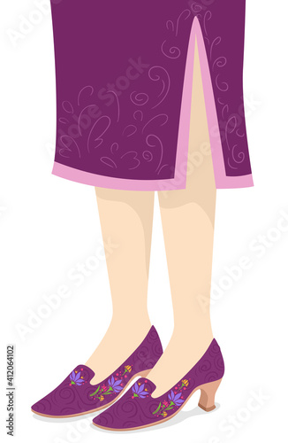 Girl Louis Heels Shoes Illu...