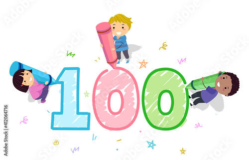 Stickman Kids 100 Day Schoo...