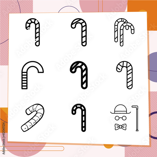 Simple set of 9 icons related to sword stick