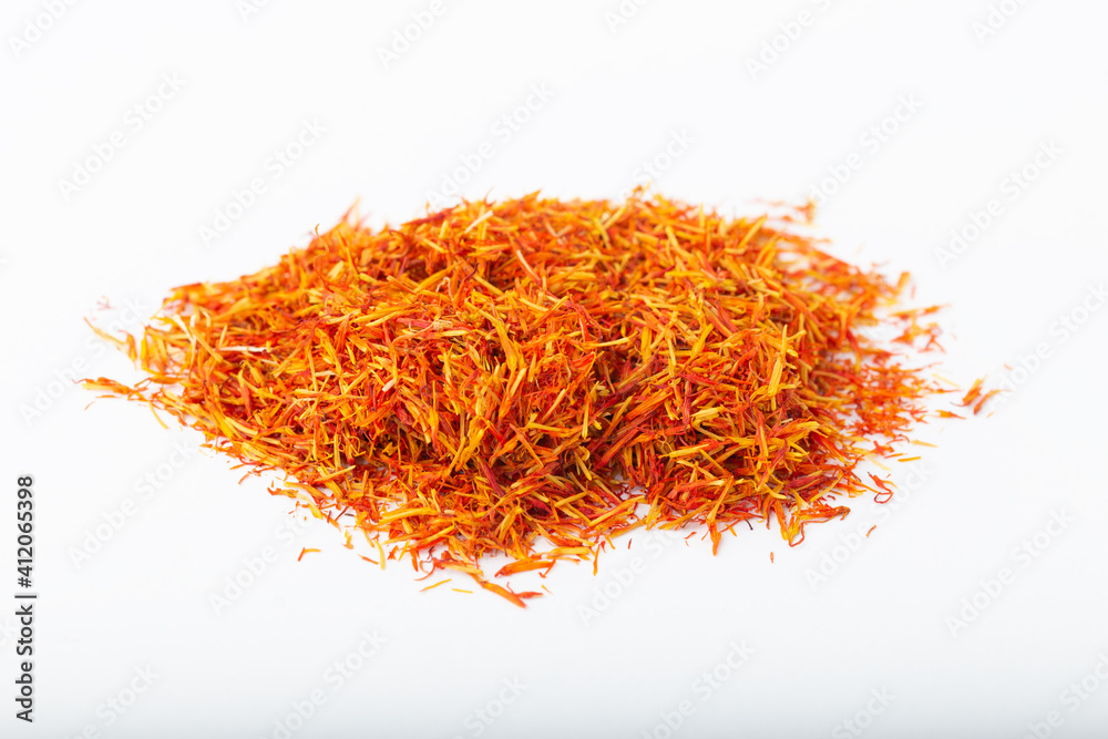 Saffron thread isolated on white background. Saffron thread isolated on white background.
