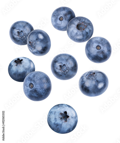 Blueberry clipping path. Organic fresh blueberry isolated on white. Full depth of field
