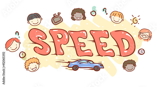 Stickman Kids Speed Illustration