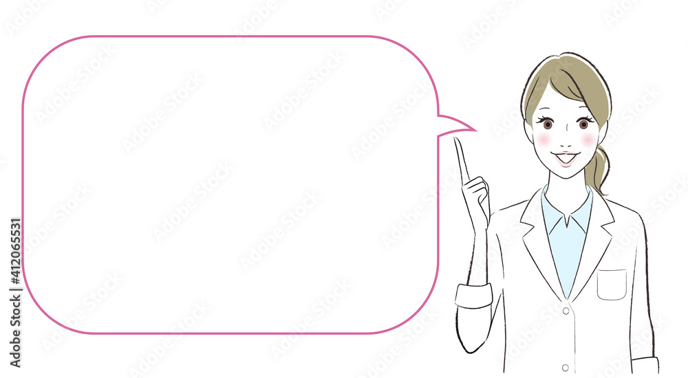 A woman doctor speaking with a speech baloon A woman doctor speaking with a speech baloon
