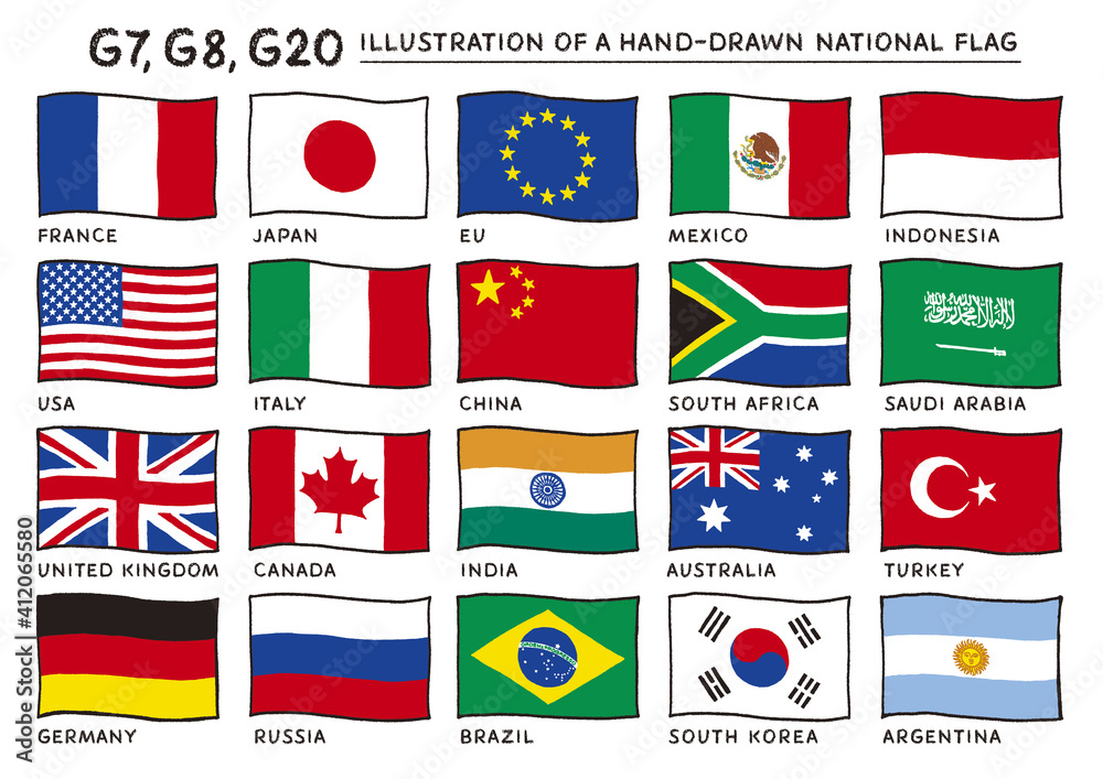 風にはためくg G8 G7の国旗の手描きイラスト Stock Vector Adobe Stock 風にはためくg G8 G7の国旗の手描きイラスト Stock Vector Adobe Stock