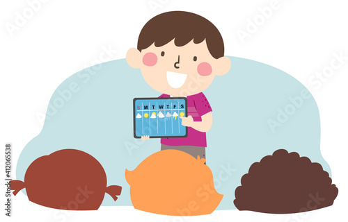 Kid Boy Weather Week App Il...