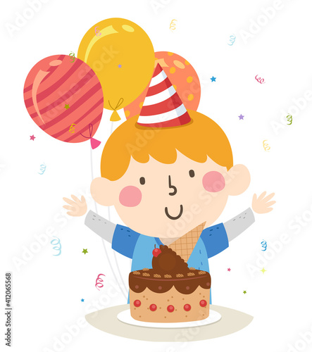 Kid Boy Ice Cream Cake Birt...