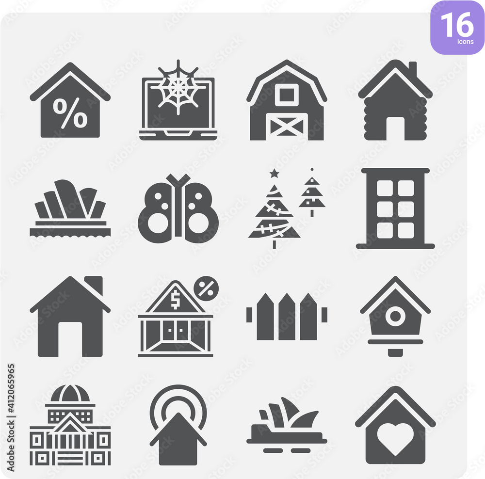 Simple set of barn related filled icons.
