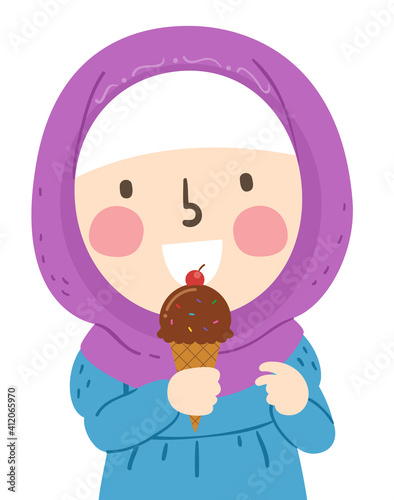 Kid Girl Muslim Ice Cream C...